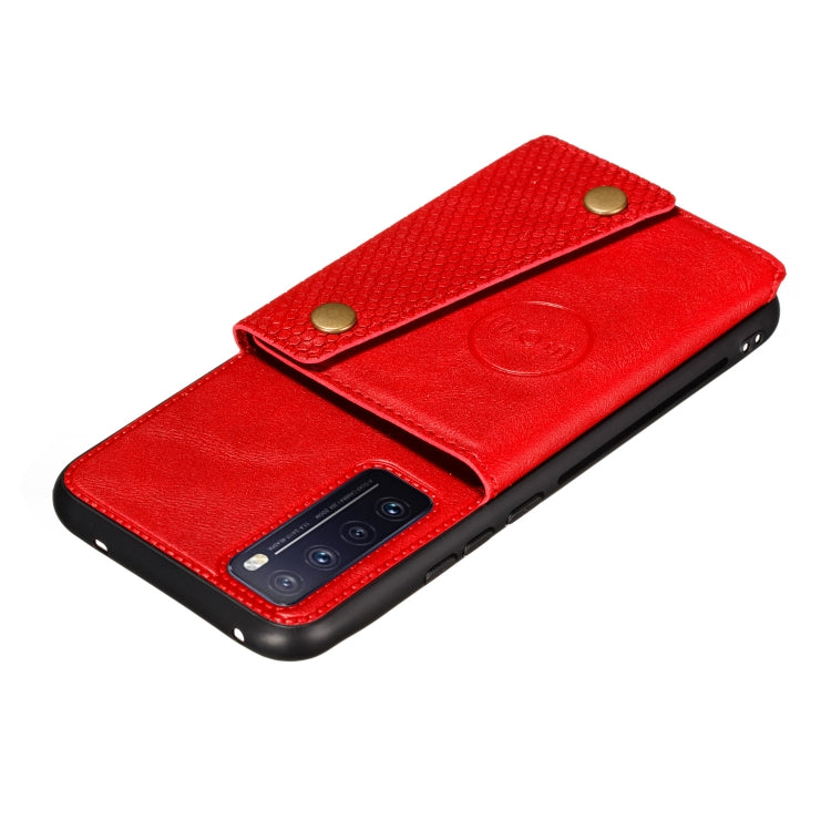 For Huawei nova 7 Pro 5G Double Buckle PU + TPU Shockproof Magnetic Protective Case with Card Slot