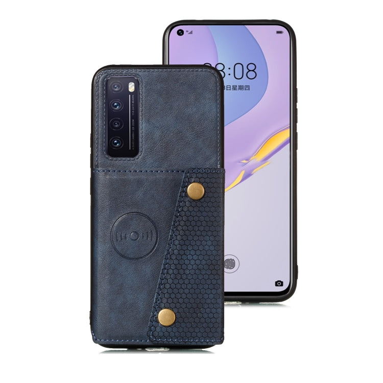 For Huawei nova 7 Pro 5G Double Buckle PU + TPU Shockproof Magnetic Protective Case with Card Slot