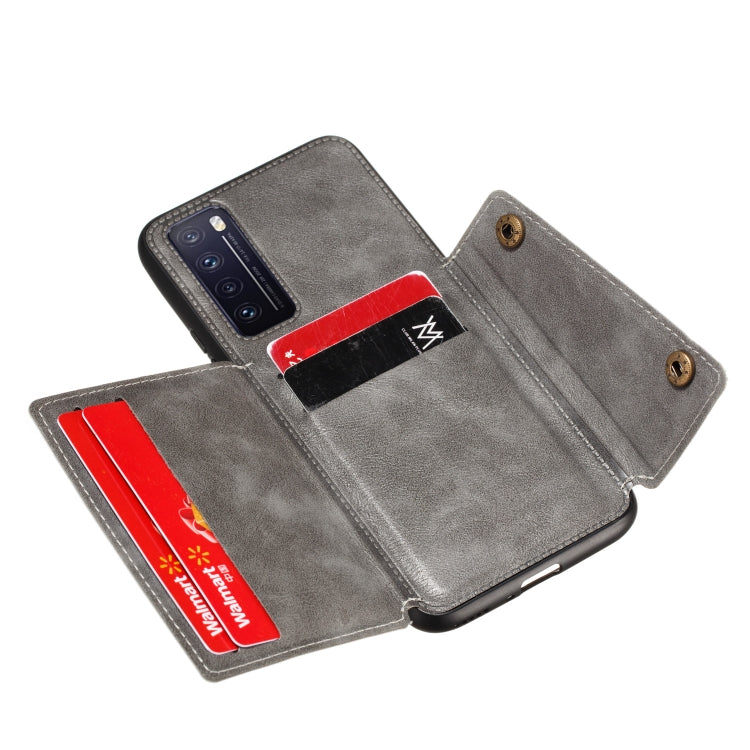 For Huawei nova 7 Pro 5G Double Buckle PU + TPU Shockproof Magnetic Protective Case with Card Slot