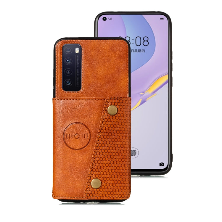 For Huawei nova 7 Pro 5G Double Buckle PU + TPU Shockproof Magnetic Protective Case with Card Slot