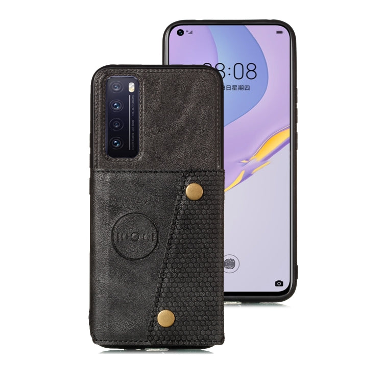 For Huawei Honor 30 Double Buckle PU + TPU Shockproof Magnetic Protective Case with Card Slot