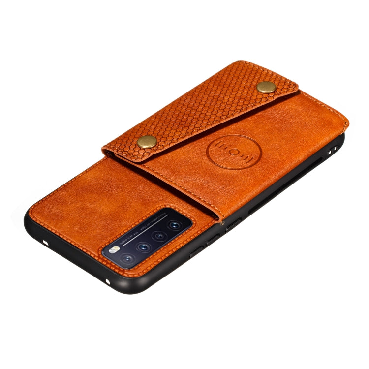 For Huawei Honor 30 Double Buckle PU + TPU Shockproof Magnetic Protective Case with Card Slot