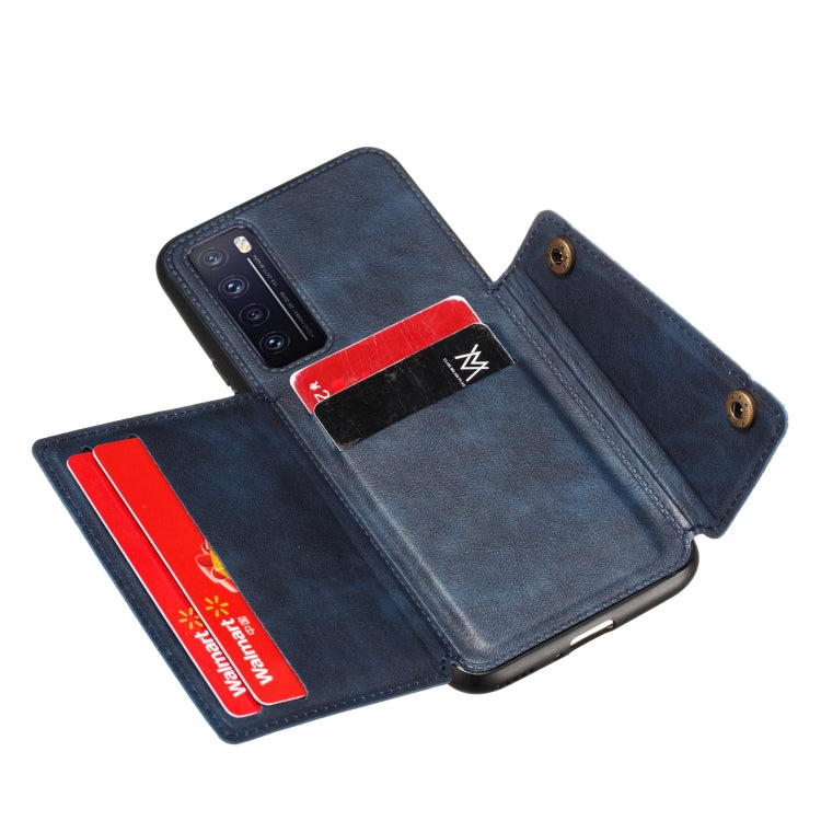 For Huawei Honor 30 Pro Double Buckle PU + TPU Shockproof Magnetic Protective Case with Card Slot