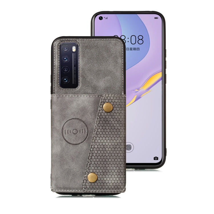 For Huawei Honor 30 Pro Double Buckle PU + TPU Shockproof Magnetic Protective Case with Card Slot