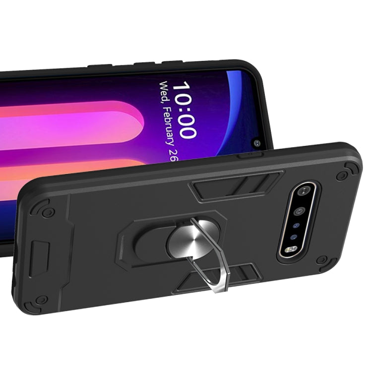 For LG V60 ThinQ 5G 2 in 1 Armour Series PC + TPU Protective Case with Ring Holder
