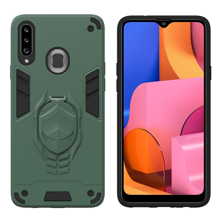 For Samsung Galaxy A20s 2 in 1 Armor Knight Series PC + TPU Protective Case with Invisible Holder
