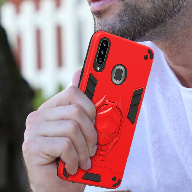 For Samsung Galaxy A20s 2 in 1 Armor Knight Series PC + TPU Protective Case with Invisible Holder