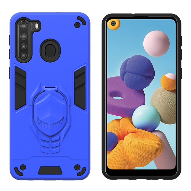 For Samsung Galaxy A21 2 in 1 Armor Knight Series PC + TPU Protective Case with Invisible Holder
