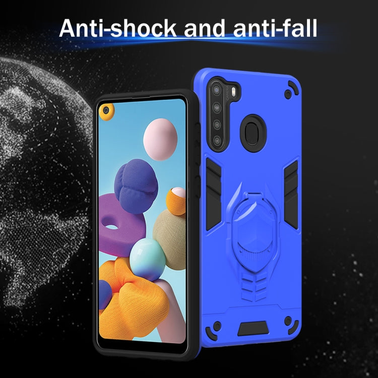 For Samsung Galaxy A21 2 in 1 Armor Knight Series PC + TPU Protective Case with Invisible Holder