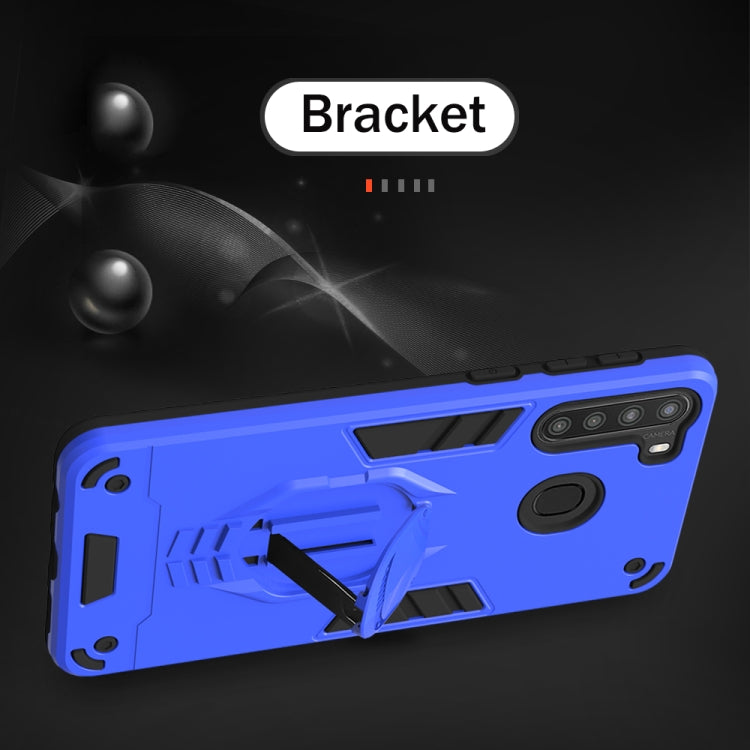 For Samsung Galaxy A21 2 in 1 Armor Knight Series PC + TPU Protective Case with Invisible Holder