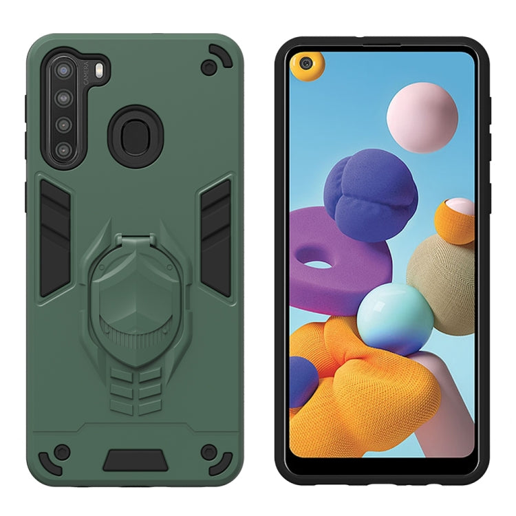 For Samsung Galaxy A21 2 in 1 Armor Knight Series PC + TPU Protective Case with Invisible Holder