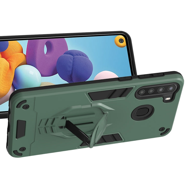 For Samsung Galaxy A21 2 in 1 Armor Knight Series PC + TPU Protective Case with Invisible Holder