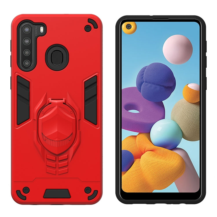 For Samsung Galaxy A21 2 in 1 Armor Knight Series PC + TPU Protective Case with Invisible Holder