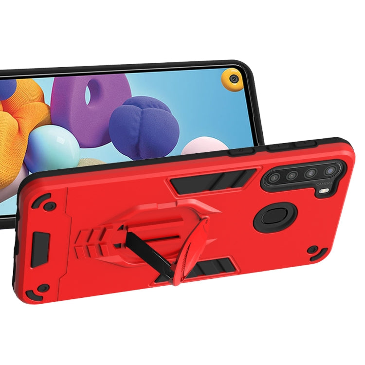 For Samsung Galaxy A21 2 in 1 Armor Knight Series PC + TPU Protective Case with Invisible Holder