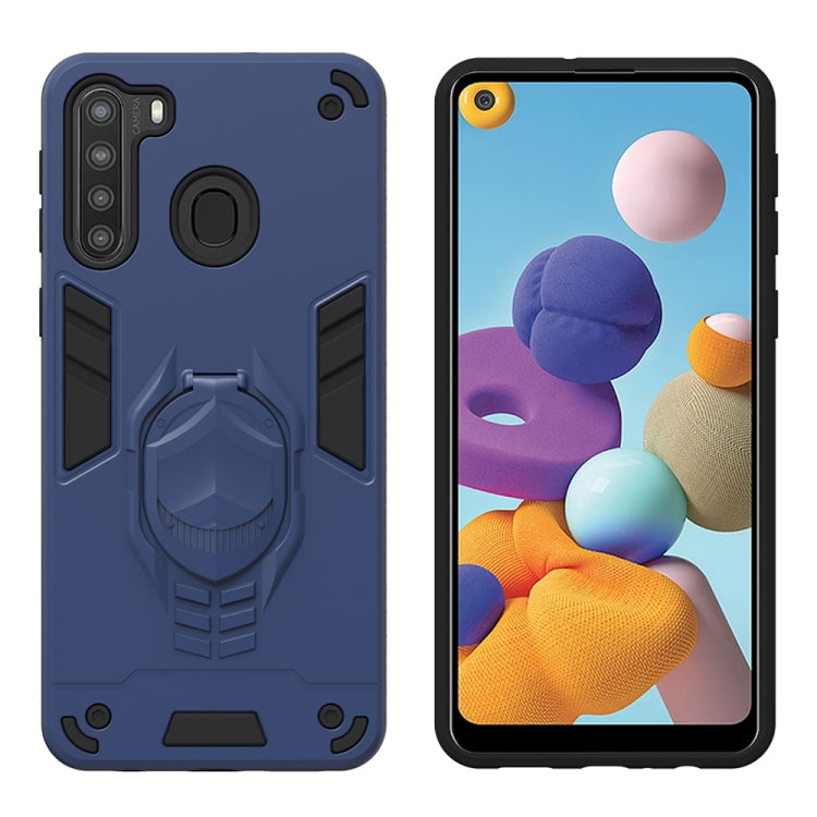 For Samsung Galaxy A21 2 in 1 Armor Knight Series PC + TPU Protective Case with Invisible Holder