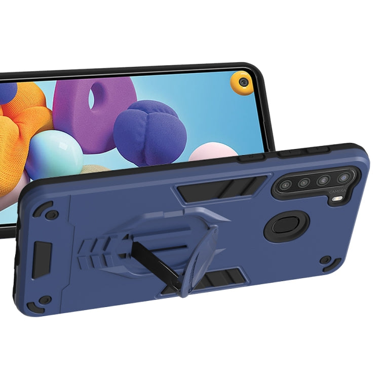 For Samsung Galaxy A21 2 in 1 Armor Knight Series PC + TPU Protective Case with Invisible Holder