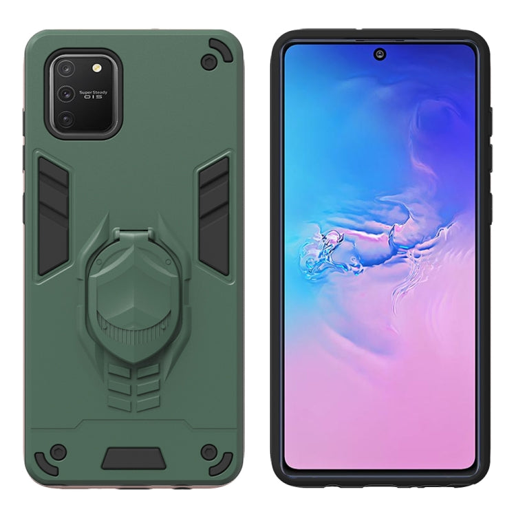 For Samsung Galaxy A81 / Note 10 Lite 2 in 1 Armor Knight Series PC + TPU Protective Case with Invisible Holder