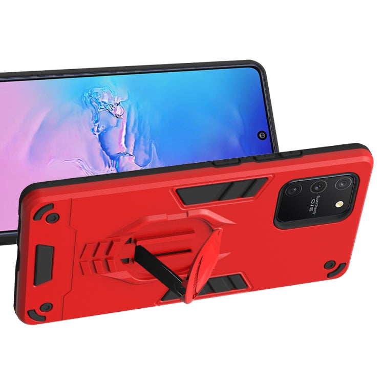 For Samsung Galaxy A91 / S10 Lite 2 in 1 Armor Knight Series PC + TPU Protective Case with Invisible Holder