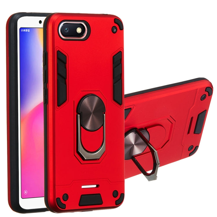 For Xiaomi Redmi 6A (Nonporous) 2 in 1 Armour Series PC + TPU Protective Case with Ring Holder