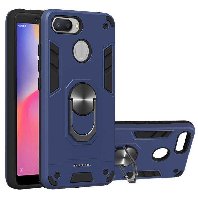 For Xiaomi Redmi 6 (Perforated) 2 in 1 Armour Series PC + TPU Protective Case with Ring Holder