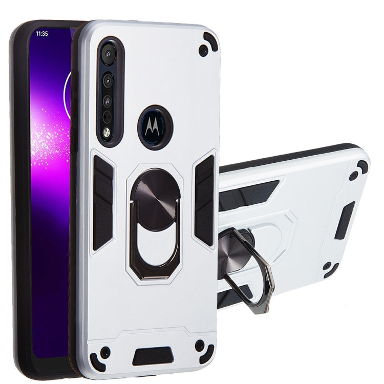 For Motorola One Macro / Moto G8 Play 2 in 1 Armour Series PC + TPU Protective Case with Ring Holder