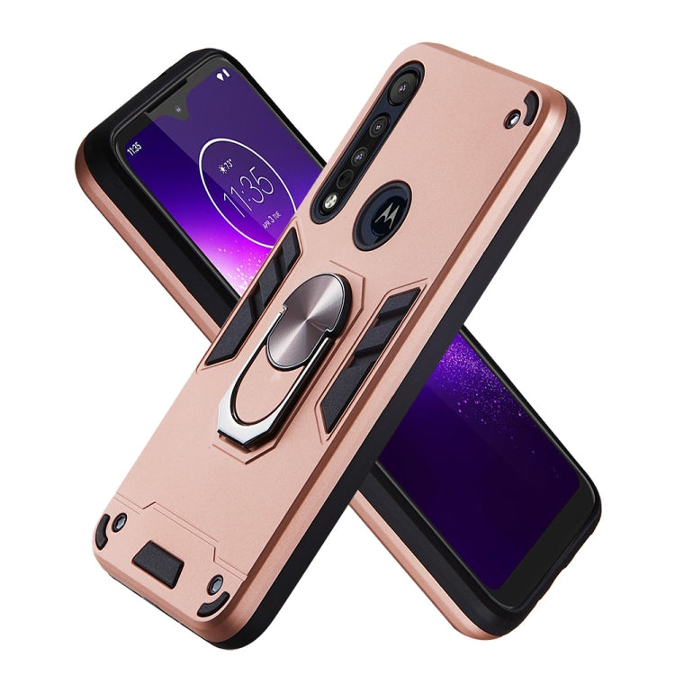 For Motorola One Macro / Moto G8 Play 2 in 1 Armour Series PC + TPU Protective Case with Ring Holder