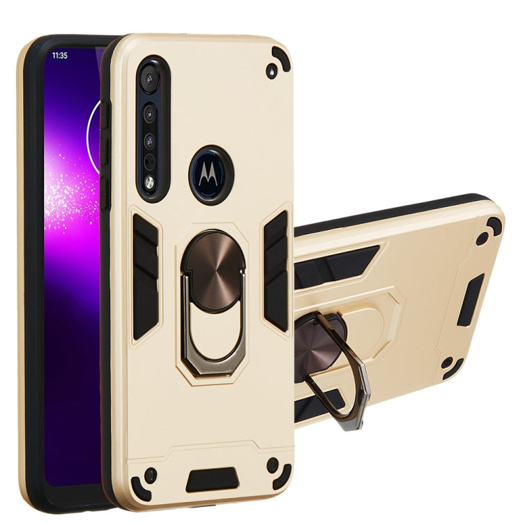 For Motorola One Macro / Moto G8 Play 2 in 1 Armour Series PC + TPU Protective Case with Ring Holder