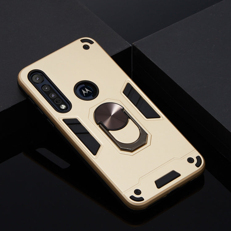 For Motorola One Macro / Moto G8 Play 2 in 1 Armour Series PC + TPU Protective Case with Ring Holder