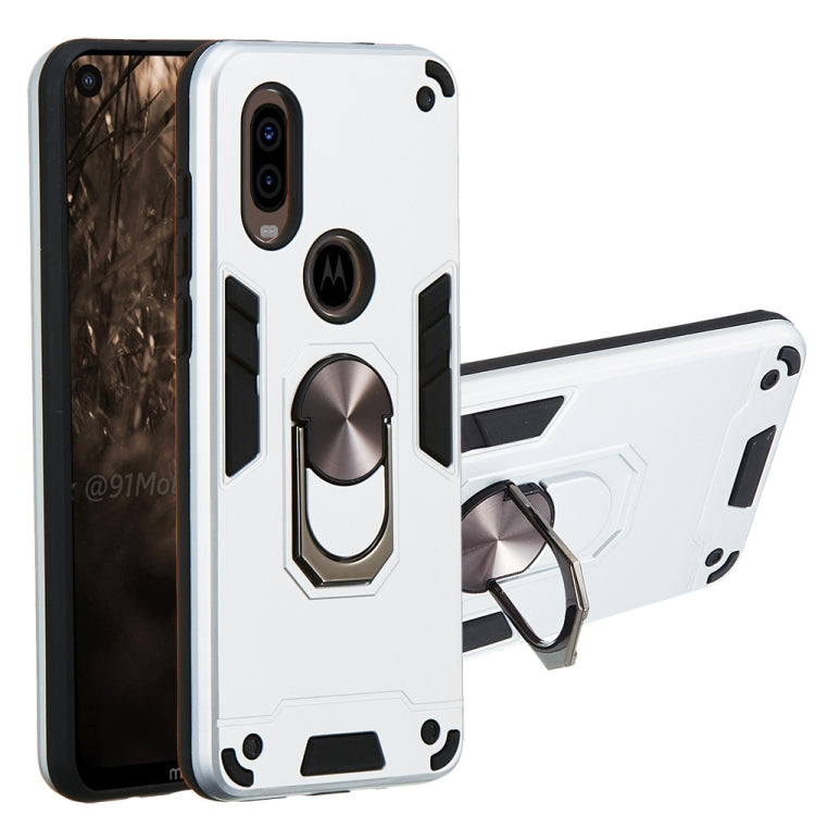 For Motorola Moto P40 2 in 1 Armour Series PC + TPU Protective Case with Ring Holder