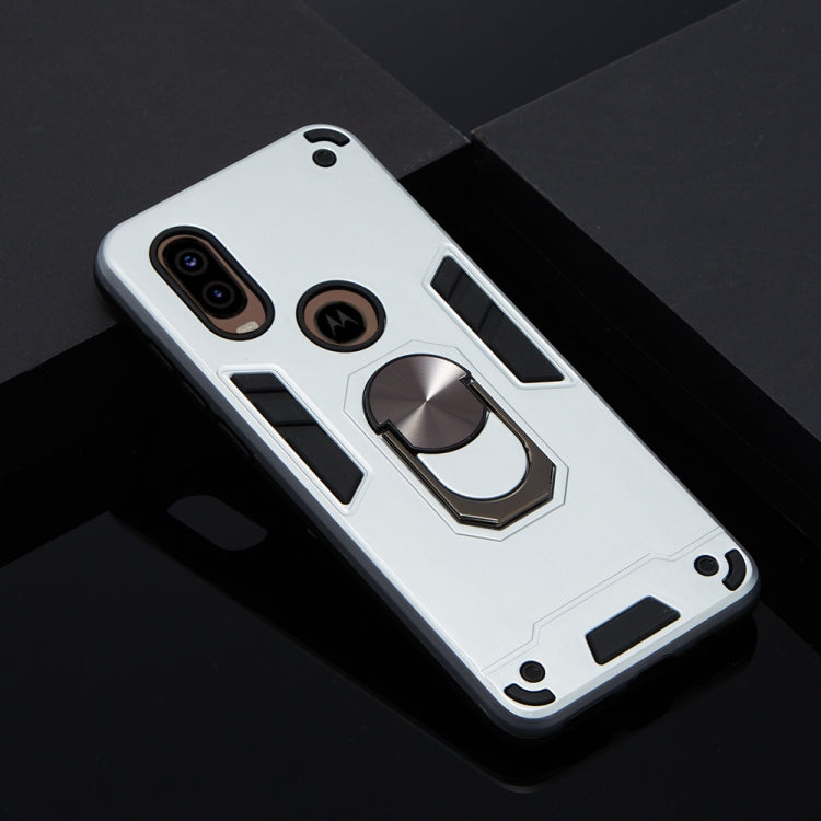 For Motorola Moto P40 2 in 1 Armour Series PC + TPU Protective Case with Ring Holder