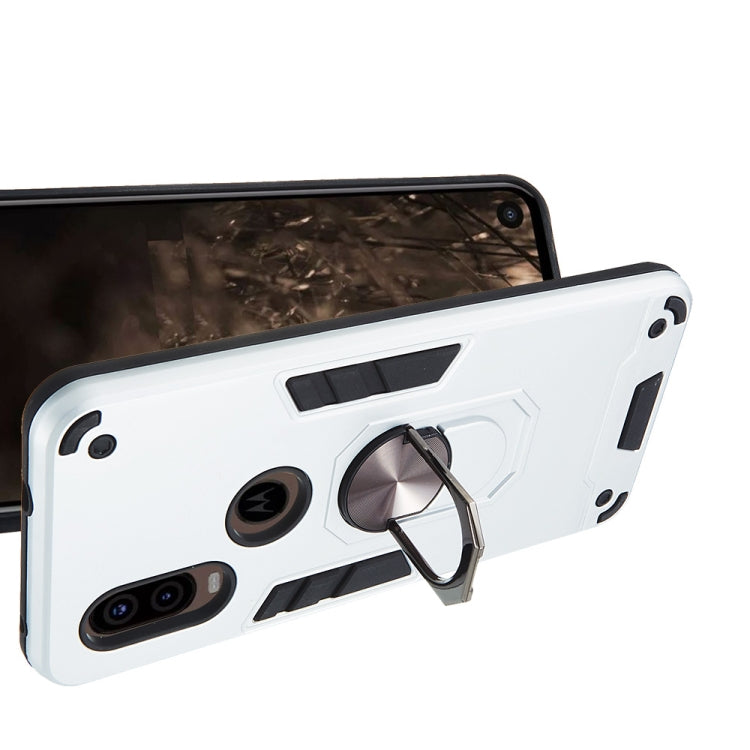 For Motorola Moto P40 2 in 1 Armour Series PC + TPU Protective Case with Ring Holder