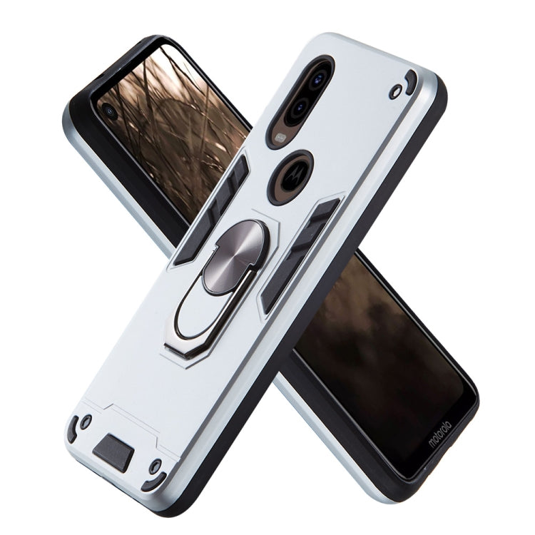 For Motorola Moto P40 2 in 1 Armour Series PC + TPU Protective Case with Ring Holder