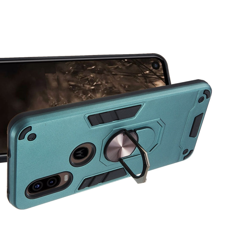 For Motorola Moto P40 2 in 1 Armour Series PC + TPU Protective Case with Ring Holder