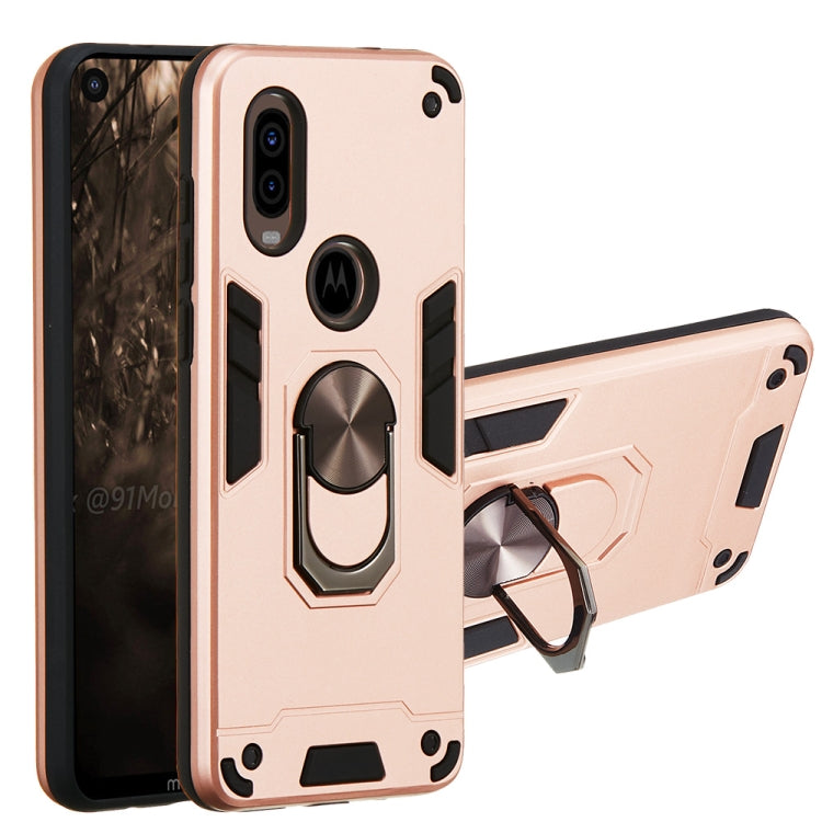 For Motorola Moto P40 2 in 1 Armour Series PC + TPU Protective Case with Ring Holder