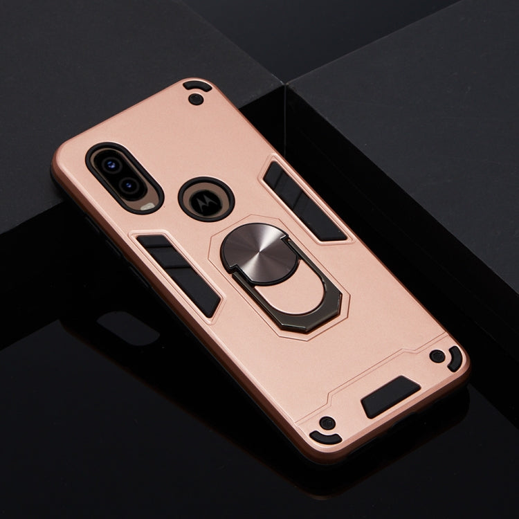 For Motorola Moto P40 2 in 1 Armour Series PC + TPU Protective Case with Ring Holder