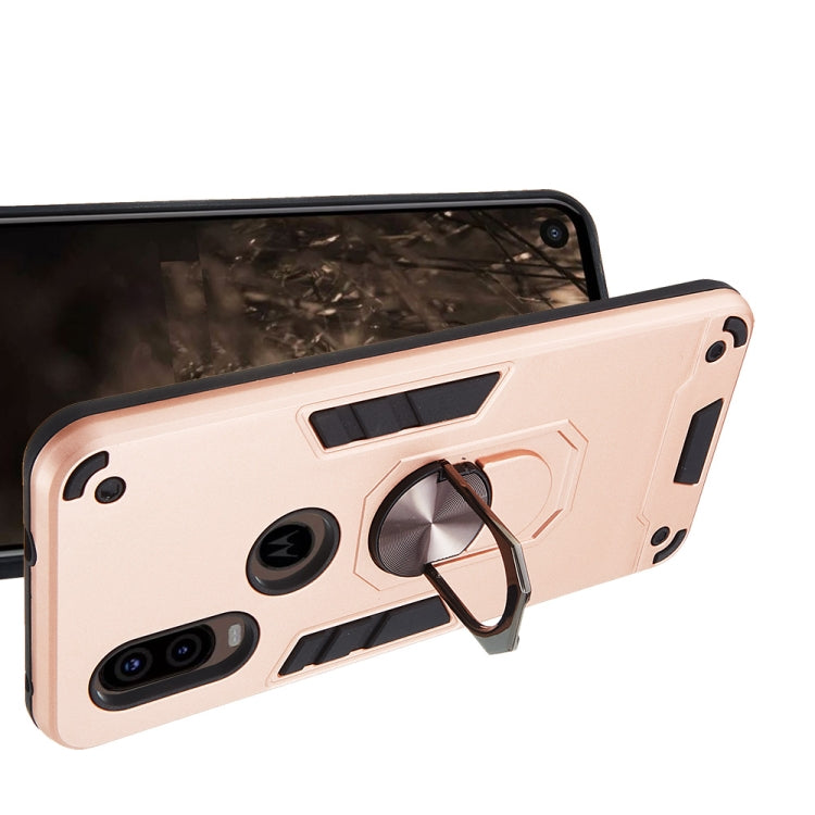 For Motorola Moto P40 2 in 1 Armour Series PC + TPU Protective Case with Ring Holder