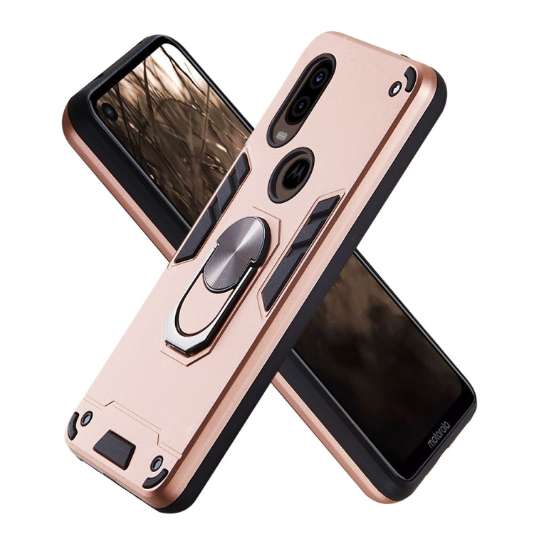 For Motorola Moto P40 2 in 1 Armour Series PC + TPU Protective Case with Ring Holder