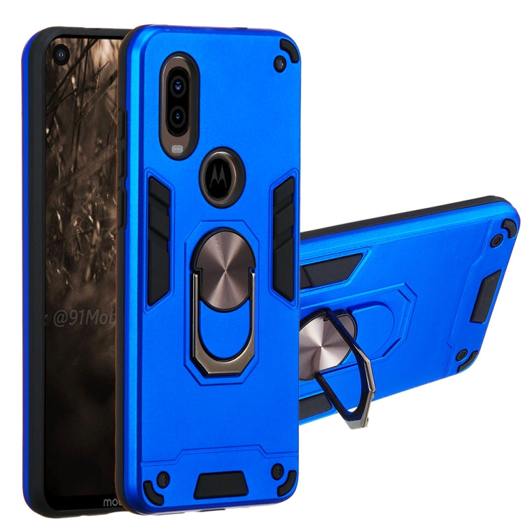 For Motorola Moto P40 2 in 1 Armour Series PC + TPU Protective Case with Ring Holder