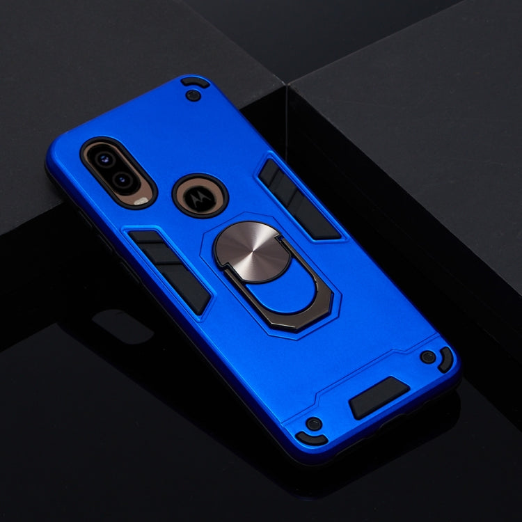 For Motorola Moto P40 2 in 1 Armour Series PC + TPU Protective Case with Ring Holder