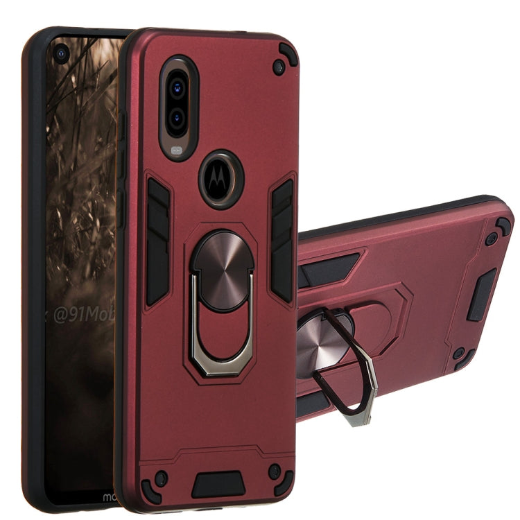 For Motorola Moto P40 2 in 1 Armour Series PC + TPU Protective Case with Ring Holder
