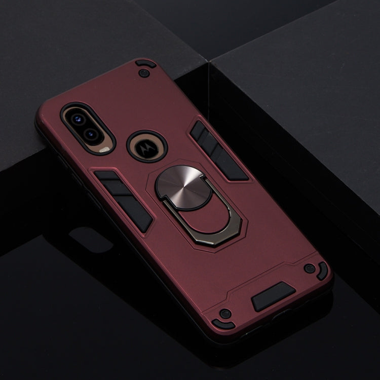 For Motorola Moto P40 2 in 1 Armour Series PC + TPU Protective Case with Ring Holder