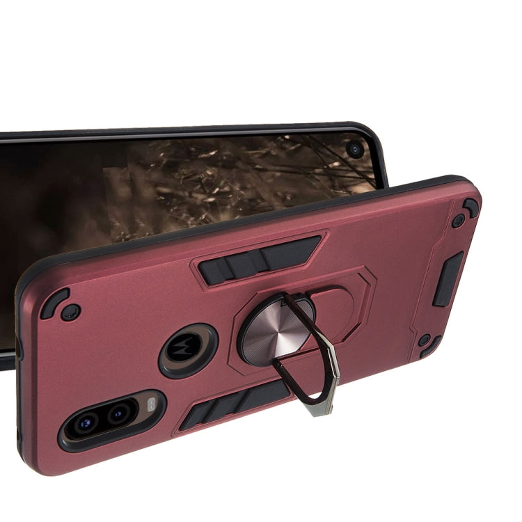 For Motorola Moto P40 2 in 1 Armour Series PC + TPU Protective Case with Ring Holder