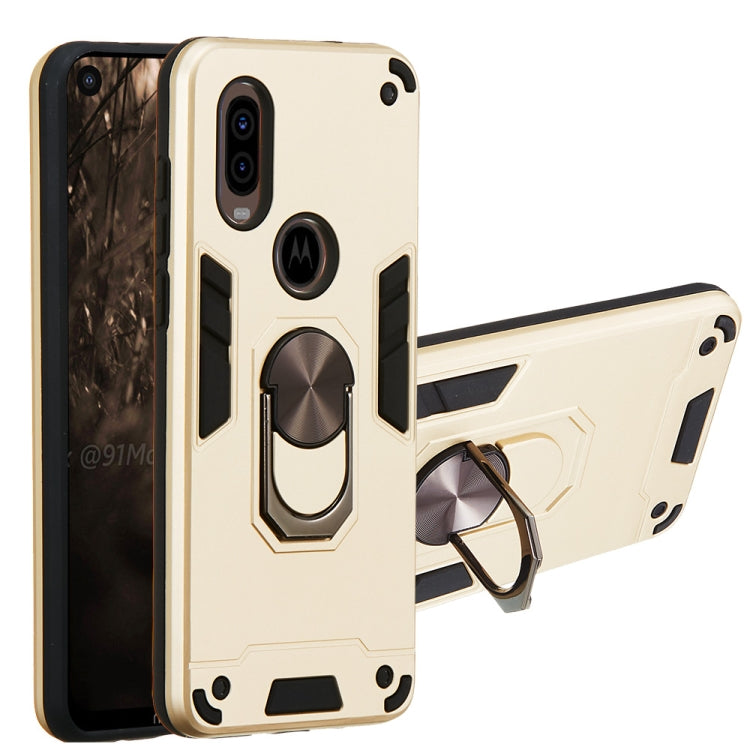 For Motorola Moto P40 2 in 1 Armour Series PC + TPU Protective Case with Ring Holder