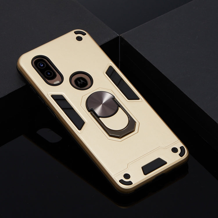 For Motorola Moto P40 2 in 1 Armour Series PC + TPU Protective Case with Ring Holder