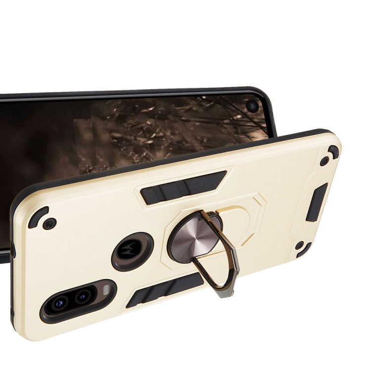 For Motorola Moto P40 2 in 1 Armour Series PC + TPU Protective Case with Ring Holder
