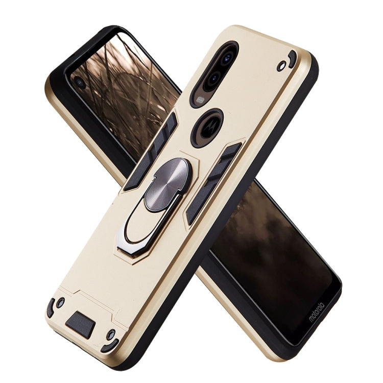 For Motorola Moto P40 2 in 1 Armour Series PC + TPU Protective Case with Ring Holder