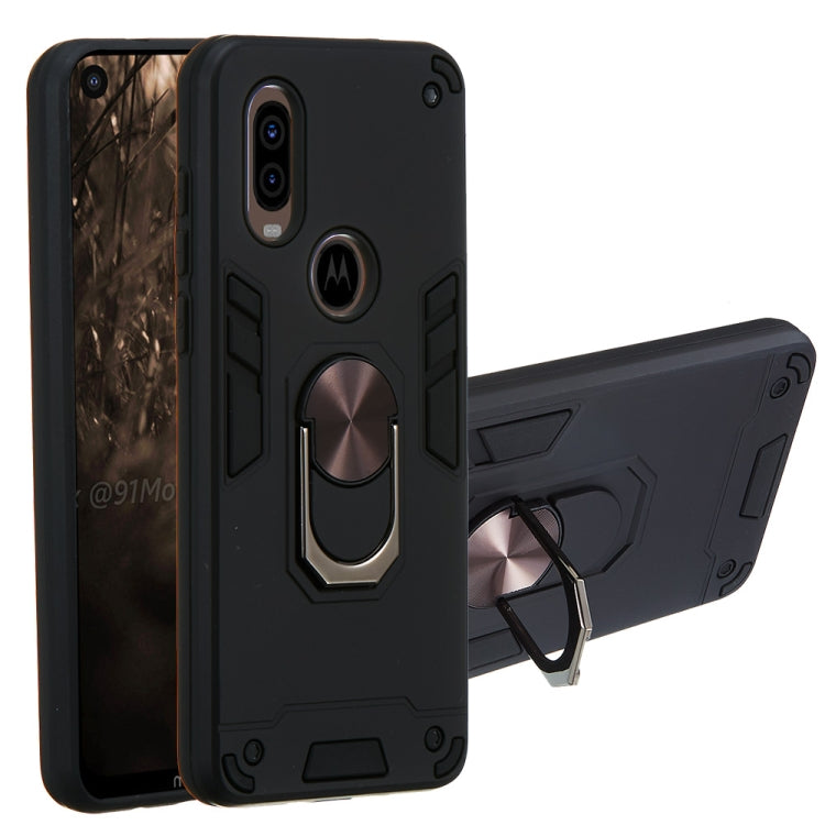 For Motorola Moto P40 2 in 1 Armour Series PC + TPU Protective Case with Ring Holder