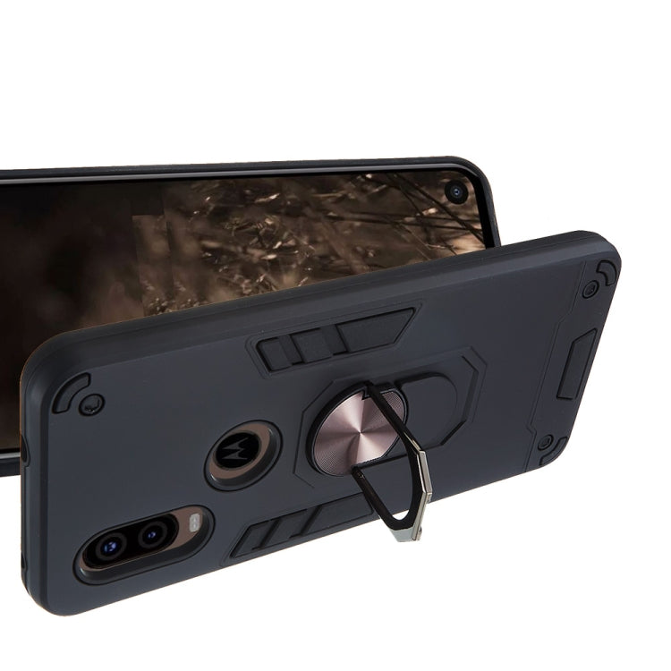 For Motorola Moto P40 2 in 1 Armour Series PC + TPU Protective Case with Ring Holder