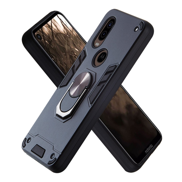 For Motorola Moto P40 2 in 1 Armour Series PC + TPU Protective Case with Ring Holder