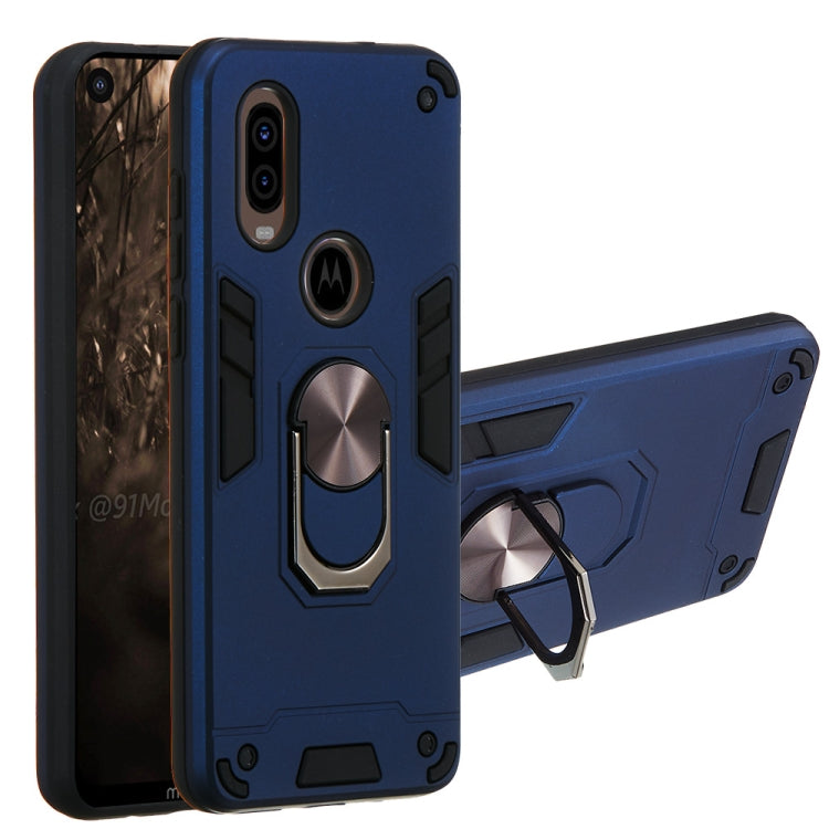 For Motorola Moto P40 2 in 1 Armour Series PC + TPU Protective Case with Ring Holder